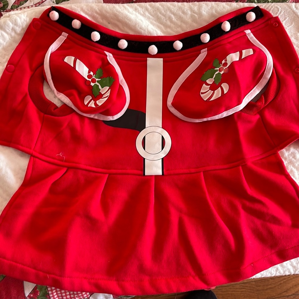 New Christmas pet clothe. Red with candy canes. XL